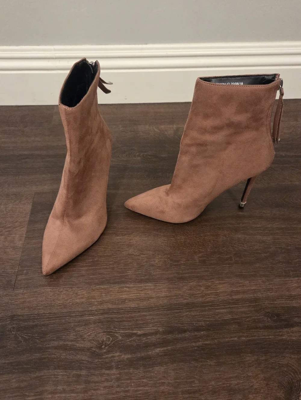 Topshop Dusty Rose Suede Pointed Toe Ankle Booties